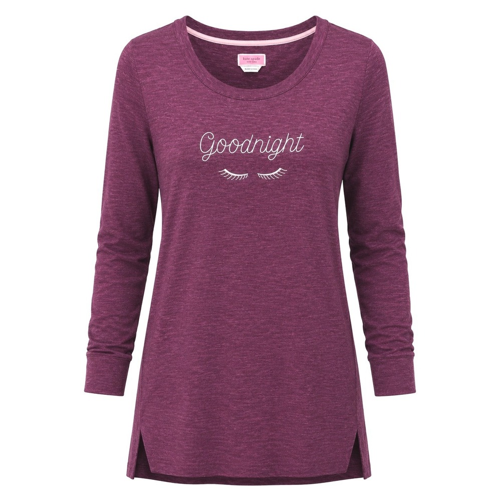 Kate Spade Nightgown Womens M Goodnight Graphic Eyelash Pocket Sleep Shirt